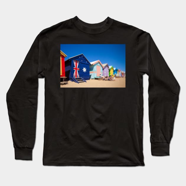 Brighton Bathing Boxes Long Sleeve T-Shirt by melbournedesign